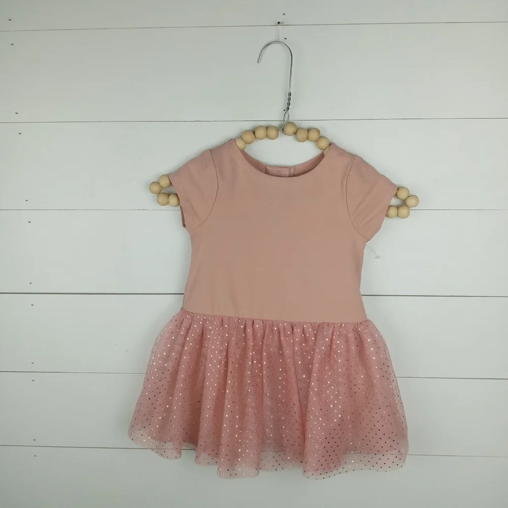 Pippa & Julie girls size 18 mos rose tulle gold polkadot bottom dress